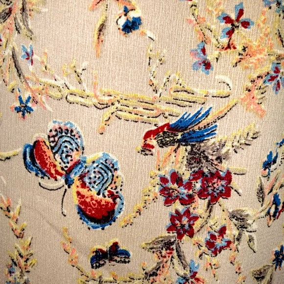 Miss Me Top S Floral Butterfly Print Hippy Boho Bell Sleeve Peasant Shirt Blouse - Picture 3 of 8